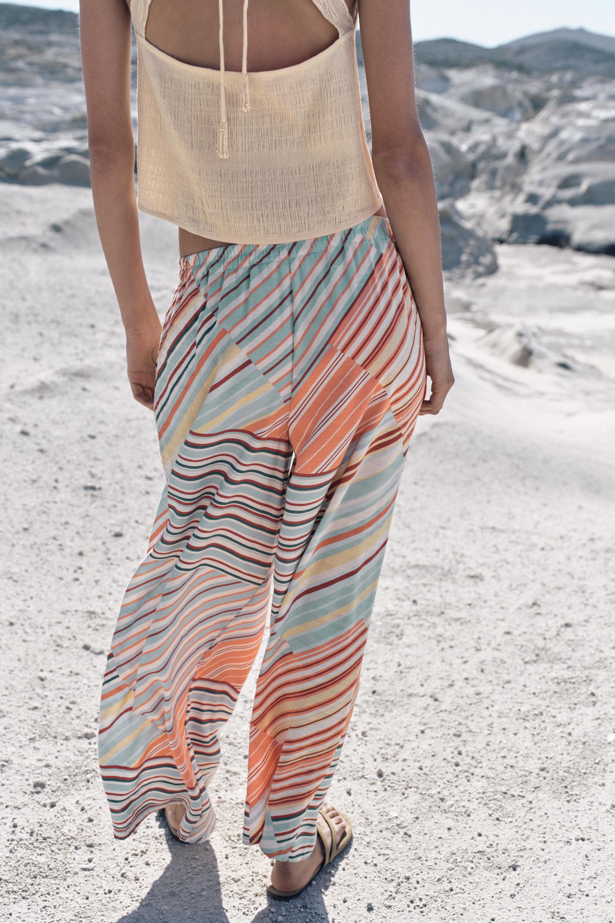 STRIPED WIDE LEG PANTS